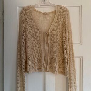 Mystree Tan Open-Knit Cardigan